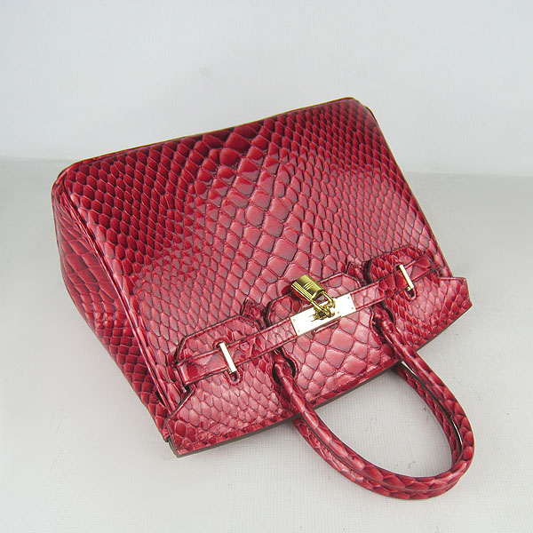 Replica Hermes Birkin 30CM Fish Veins Leather Bag Dark Red 6088 On Sale